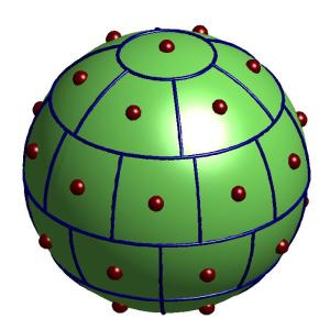 Recursive zonal equal area partition of S^2 into 33 regions